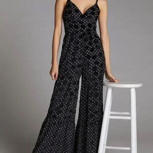 Anthropologie Black and White Striped Jumpsuit